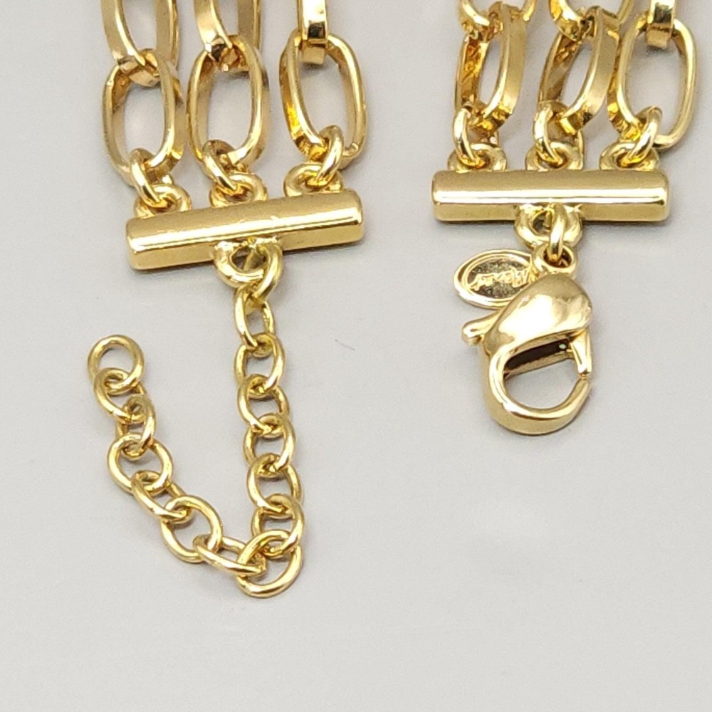 Vintage Monet Gold Tone Triple multi Chain Oval Link Necklace 16"-18" Adjustable - Picture 3 of 8